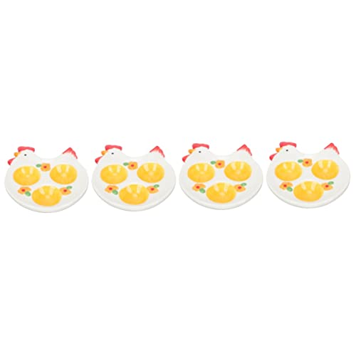 Aboofan 4Pcs Three Compartment Egg Tray Ornament Container Fresh Egg Holder Deviled Egg Holder Deviled Egg Plate Adorable Egg Holder Egg Display Plate Decorative Egg Display Plate Yellow #TOP19