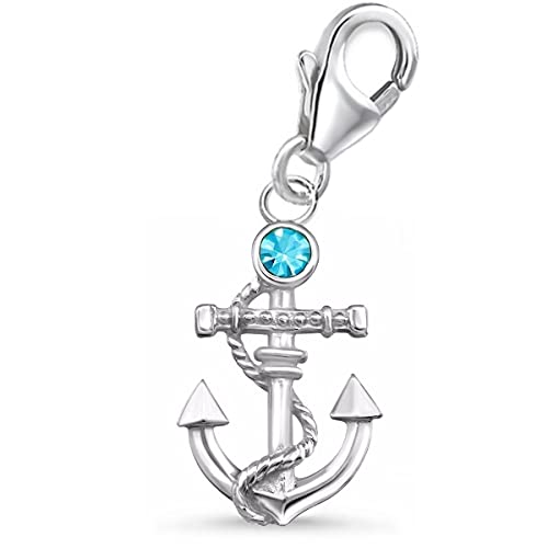 Goldene Hufeisen Anker Charm Anhänger für Bettelarmband aus 925 Sterling-Silber mit Zirkonia