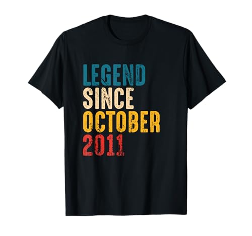 Vintage Legend Since October 2011-10th Birthday Boys Girls Camiseta