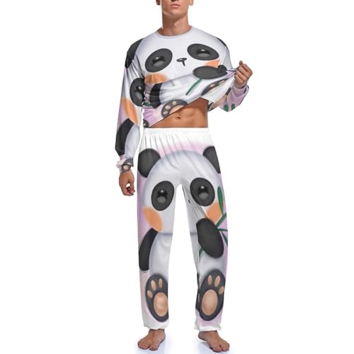 Pyjama Homme Panda : ensemble de nuit chaud avec pantalon et haut manches longues - 3