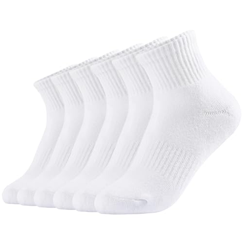 LO SHOKIM Athletic Socks Women Ankle Cushioned Running Socks 6 Pairs Thick Cotton Sports Socks