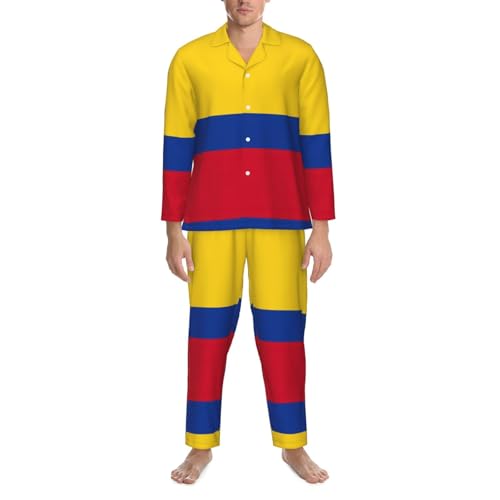Flag Of Colombia Mens Pajama Set, Soft Long Sleeve Pajamas For Relaxing Home Nights, Lazy Weekends4
