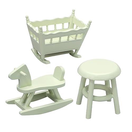 BESPORTBLE 1Juego Cuna Decorativa Caballo De Madera y Accesorios