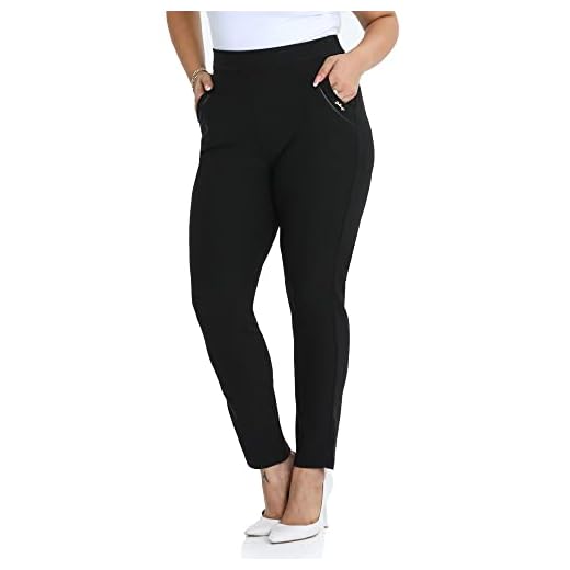 Kendindza Damen Hosen elegant Stoffhose Damen elegant Hose Anzughose Damenhose mit Gummizug Stretch Hose Schwarze Schlupfhose schwarz XL