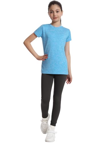 Image of 5 Pack Girls Athletic Shirts Short Sleeve Dry Fit T-Shirts Tops for Teens | Soft and Breathable Fabric, Bright and Cute Colors, Longer Length Design, Colorfast and Anti-Wrinkle
