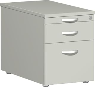 Gera Möbel S-530352-LG/LG Rollcontainer Venedig mit 1 Hängeregistratur, 1 Metall- und 1 Materialschubfach, 43 x 80 x 56,6 cm, lichtgrau