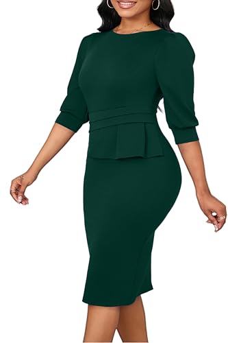 Image of ZVO Midi Dress for Women Pencil Dress Fashion Work Dress Elegant Church Dress High Waist Outfits