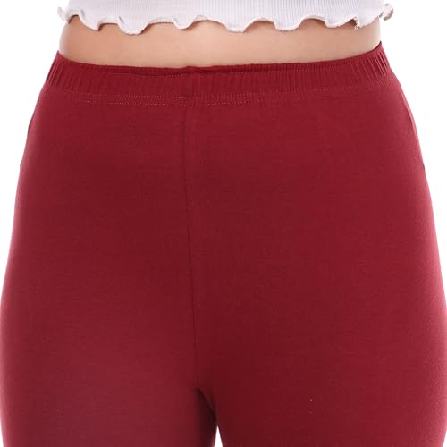 Image of TPF Women Cotton Lycra Ankle Length Leggings | 4 Way Stretchable | Mid Waist Slim Fit Tights | Soft Comfortable Ankle Legging for Girls & Ladies