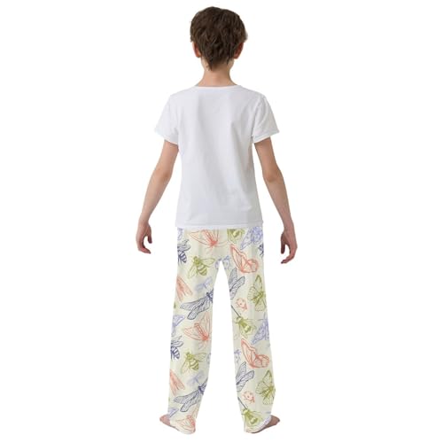 Butterfly Ladybug Boys Long Pants Soft Trousers Elastic Waist Kids Lounge Bottoms with Pockets S-XL3