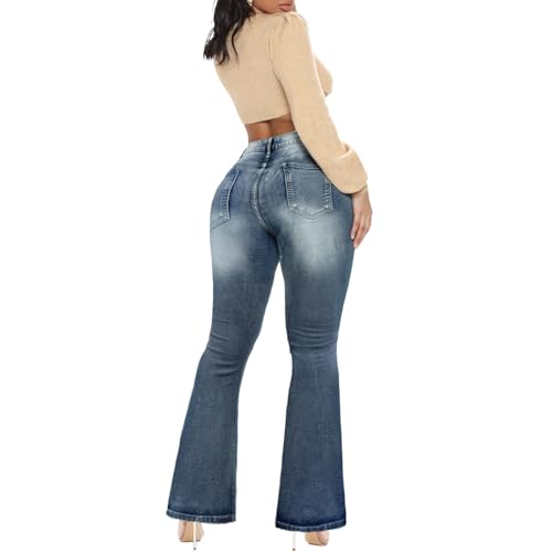 Plus Size Flare Jeans for Women Stretchy Curvy High Waist Embroidery Flower Wide Leg Denim Jean Comfort Pants2