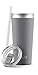 Ello Beacon Vacuum Insulated Stainless Steel Tumbler with Optional Straw, 24 oz, Grey