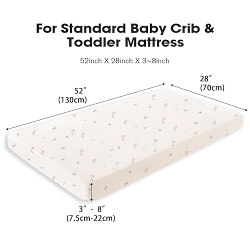 Image of Little Grape Land Muslin Crib Sheets Fitted for Boys and Girls 2 Pack, 100% Cotton Baby Bed Sheets Soft Breathable, Neutral Fitted Baby Mattress Sheets for Standard Crib 52x28 inches, Fog Flower