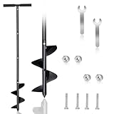 Urenwp Hand Auger Drill Post Hole Digger 5.9'x41', Large Garden Auger Drill for Planting Bulb, Flower, Seedlings, Manual Spiral Drill Bit Fence Post Auger with Non-Slip Handle