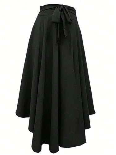 Women's 2025 Casual Maxi Long Skirts Solid Color Slit Skirt3