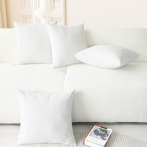 Image of CaliTime Decorative Couch Throw Pillow Covers 18 X 18 Inches True White