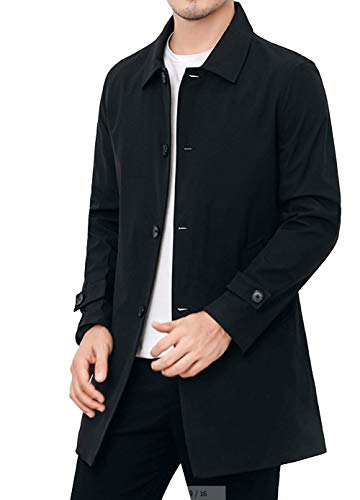 Men's Outwear Classic Notch Lapel Single Breasted Mid Long Trench Coat Jacket2
