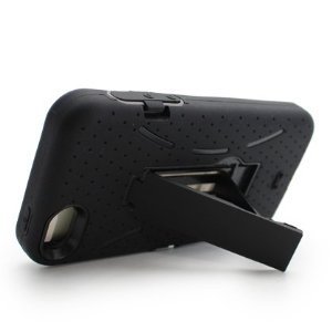 Aimo IPH5PCMX001S Unique Hybrid Progressive Armor Rugged Case with Kickstand for iPhone 5 - 1 Pack - Retail Packaging - Black