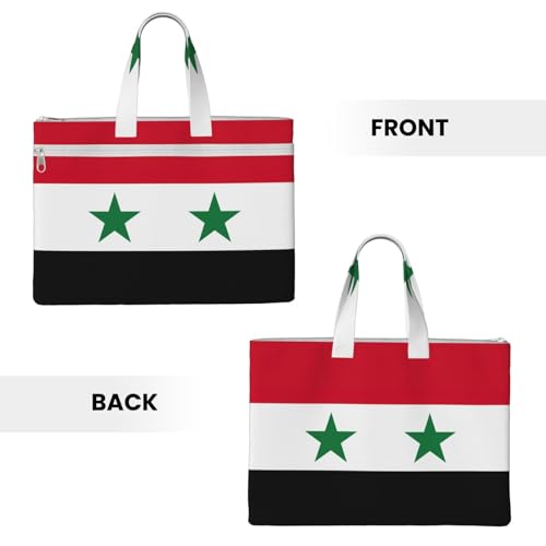 Flag Of The Syrian Arab Republic Canvas Document Bag Briefcase For Professionals And Executives3
