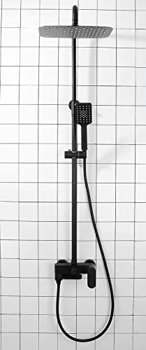 Ensemble de douche de salle de bain noir anti-calcaire à fixation murale