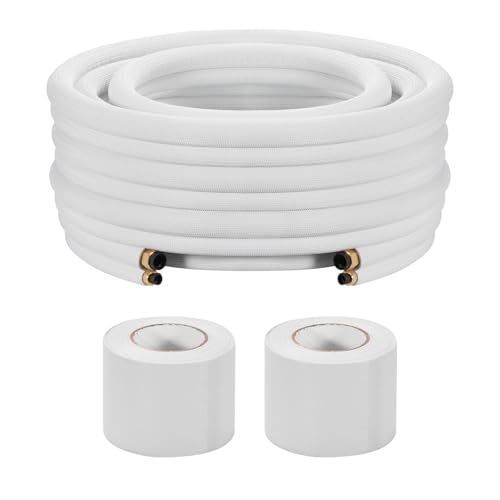 VEVOR Set Mini Split Line da 15,2 m Tubo in Rame per Aria Condizionata con Diametro Esterno di 6,4 e 12,7 mm, Nastri di Fissaggio, per Mini Condizionatori Aria, HVAC o Sistemi di Pompe di Calore