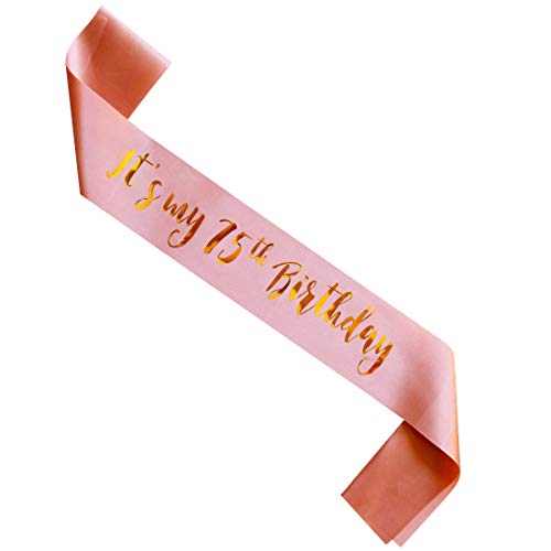 MAGJUCHE It's My 75th Birthday sash, Rose Gold Ladies 75 Years Birthday Women Party Supplies, Pink Party Decorations