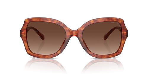 COACH Women's HC8295 Square Sunglasses, Caramel Tortoise/Brown Gradient Polarized, 56 mm