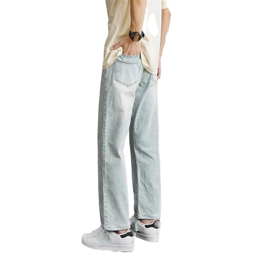 Men's Jeans Spring Autumn American Gray Cropped Straight Denim Long Pants for Men