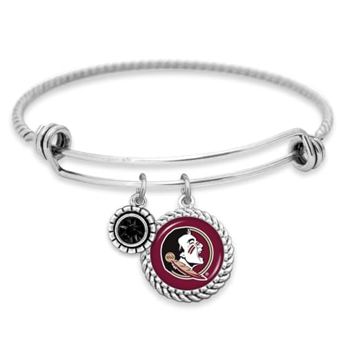 From the Heart Florida State Seminoles Olivia Bracelet Silver Twisted Wire Jewelry Gift FSU