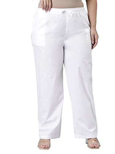 Image of GO COLORS Women Blue Stripe Cotton Wide Pants