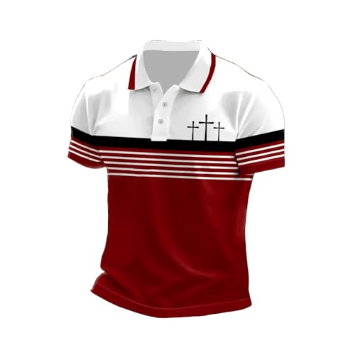 MOGUI Faith Cross Shirt For Men Christian Bible Verse Tee Red