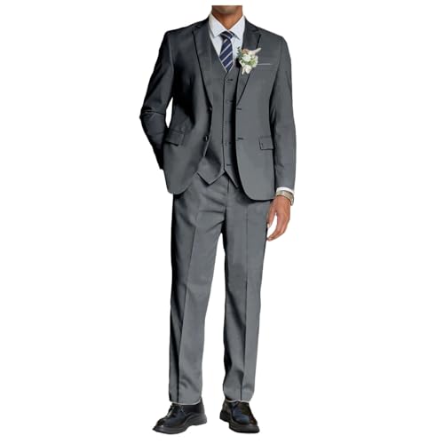 Men Suit Jacket Vest Pants Business Banquet Wedding Fashion Slim Fit 3-Piece Grey