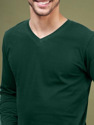 Image of INKKR Men's Solid Plain V-Neck T-Shirt