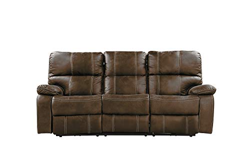 Madrona Burke Zoey Chocolate Brown 84" Power Sofa With Dual Recliners, Microsuede Upholstery, And Usb Charging Station #TOP4