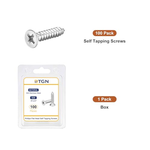 Image of DTGN 100Pcs 7 inch x3 /4 inch Flat Head Wood Screws, Self Tapping Screws Silver