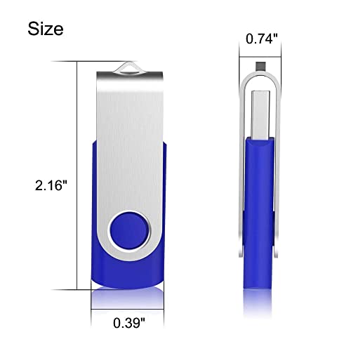 Image of Aiibe 10 Pack 64GB USB Flash Drive 64 GB Flash Drive 64G USB 2.0 Memory Stick Thumb Drive Data Storage Jump Drives 64GB Zip Drives Wholesale /Lot /Bulk (Blue)