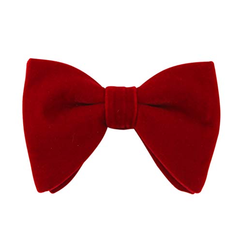 Image of Mens Oversized Velvet Bow Tie Solid Color Formal Tuxedo Pre-Tied Big Bowtie