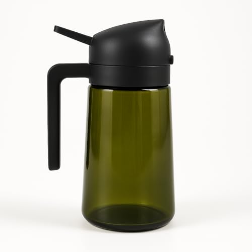 Genérico Dispensador de Aceite 2 en 1, Botella Pulverizadora y Vertedor, Verde Oliva
