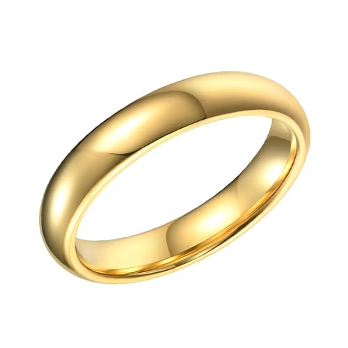 3mm-5mm 14K Solid Gold Plain Wedding Band for Men & Women - Comfort Fit Italian 14K Real Solid Gold Band Ring for Wedding & Engagement