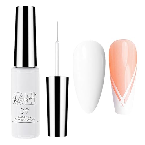 White Gel Nail Polish Liner for French Tip Nail Art UV Gel Polish for DIY French Tips Womens Home Salon