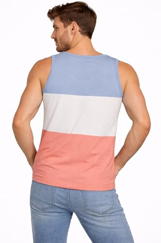 Image of RodZen Men's Cotton Regular Fit Color Blocked Sleeveless T-Shirt