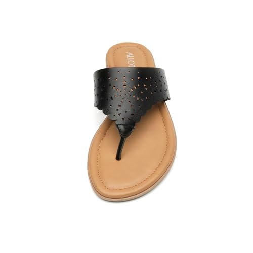 ALLOT Women's Flat Sandals T-Strap Thong Flip Flops Comfortable Summer Beach Shoes4