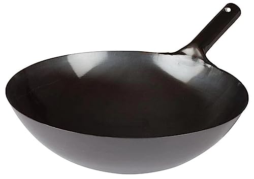 Winco Chinese Wok with Integral Handle, 16-Inch, Black, Medium