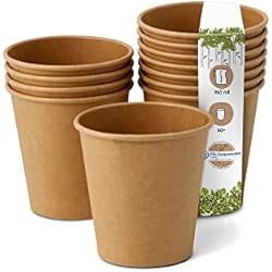 Vaso Americano Carrefour BIOZOYG 50 unidades 180 ml / 7,5 oz vasos desechables marrones Ø 70 mm | ecoloógico, reciclable & sin blanquear | vasos cafe desechables