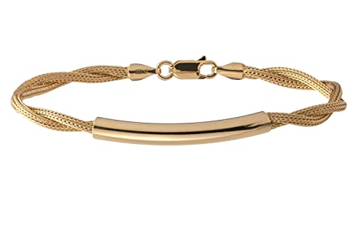 Fashion Line - Pulsera de plata 925 chapada en oro - Selección de 4 longitudes, Plata Cover