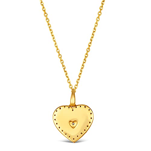 LE VIAN 1/5 Carat White and Chocolate Diamond with Enamel Heart Pendant Necklace for Women in 14k Yellow Gold (Brown, cttw) on 20 Inch Long Chain with Lobster Claw Clasp by LeVian3