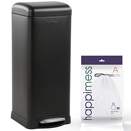 Image of happimess Betty 8 Gal Step Trash Can Soft-Close Lid, Charcoal Black
