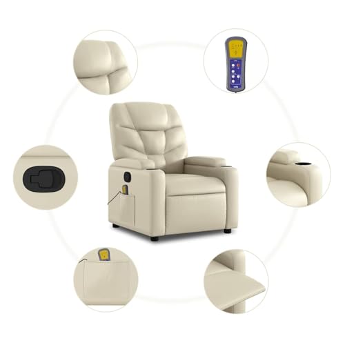 Tidyard Massagesessel mit Relaxfunktion, Kunstleder, Creme, Armlehnensessel Relaxsessel TV-Sessel Fernsehsessel für Wohnzimmer Schlafzimmer3206053 – Bild 7