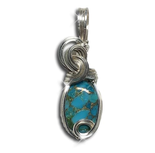 Rocks2Rings Turquoise Birthstone Necklace | Women’s Turquoise Pendant | Anniversary Jewelry for Wife | December Birthstone Sagittarius Capricorn | Valentines Day Gifts (Silver, Turquoise - December)