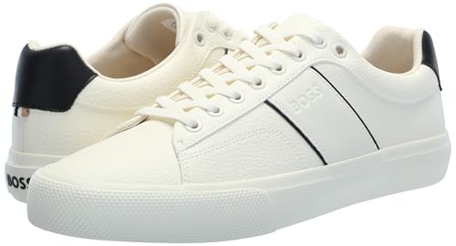 Image of BOSS Men's Aiden Logo Block Leather Low Top Sneakers | Casual Shoes