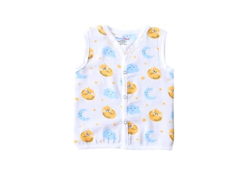 Image of MamaBee Organic Cotton Muslin Button Jabla | Printed Jabla | for Boys & Girls | Soft & Comfortable Baby Products | Sleeveless Vest | Snap Button Jabla |